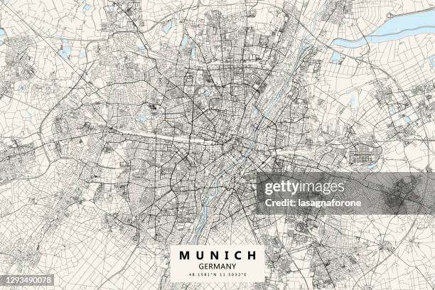 munich, germany vector map - marienplatz stock illustrations