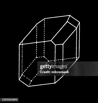 Antique Illustration of Triclinic crystal system Antique Illustration of Triclinic crystal system