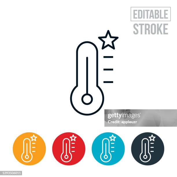 thermometer goal thin line icon - editable stroke - fundraiser thermometer stock illustrations