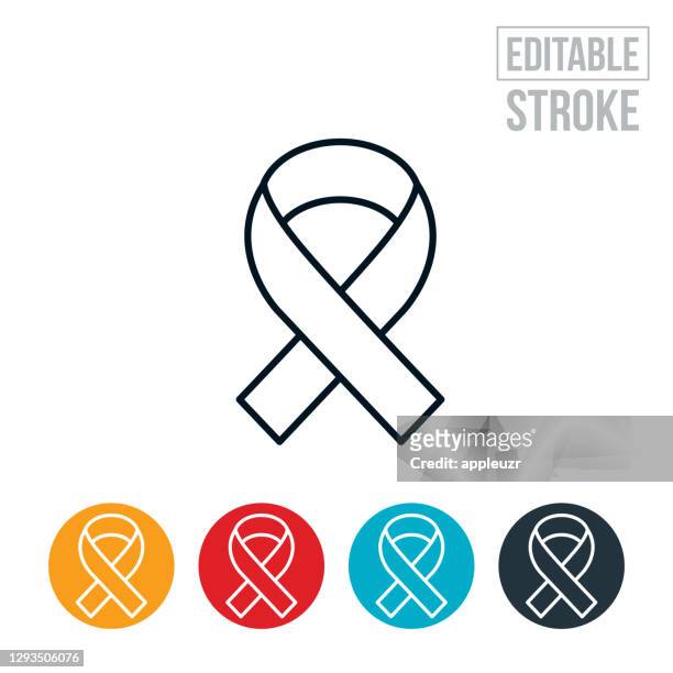 awareness ribbon thin line icon - editable stroke - thin ribbon stock illustrations