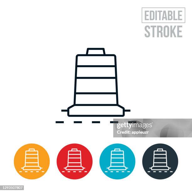 construction barrel thin line icon - editable stroke - road construction barrels stock illustrations