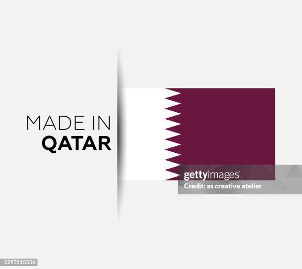 made in the qatar label, product emblem. white isolated background. - qatar stock illustrations