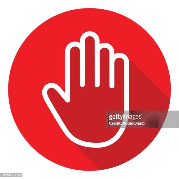 red stop hand icon - limited stock-grafiken, -clipart, -cartoons und -symbole