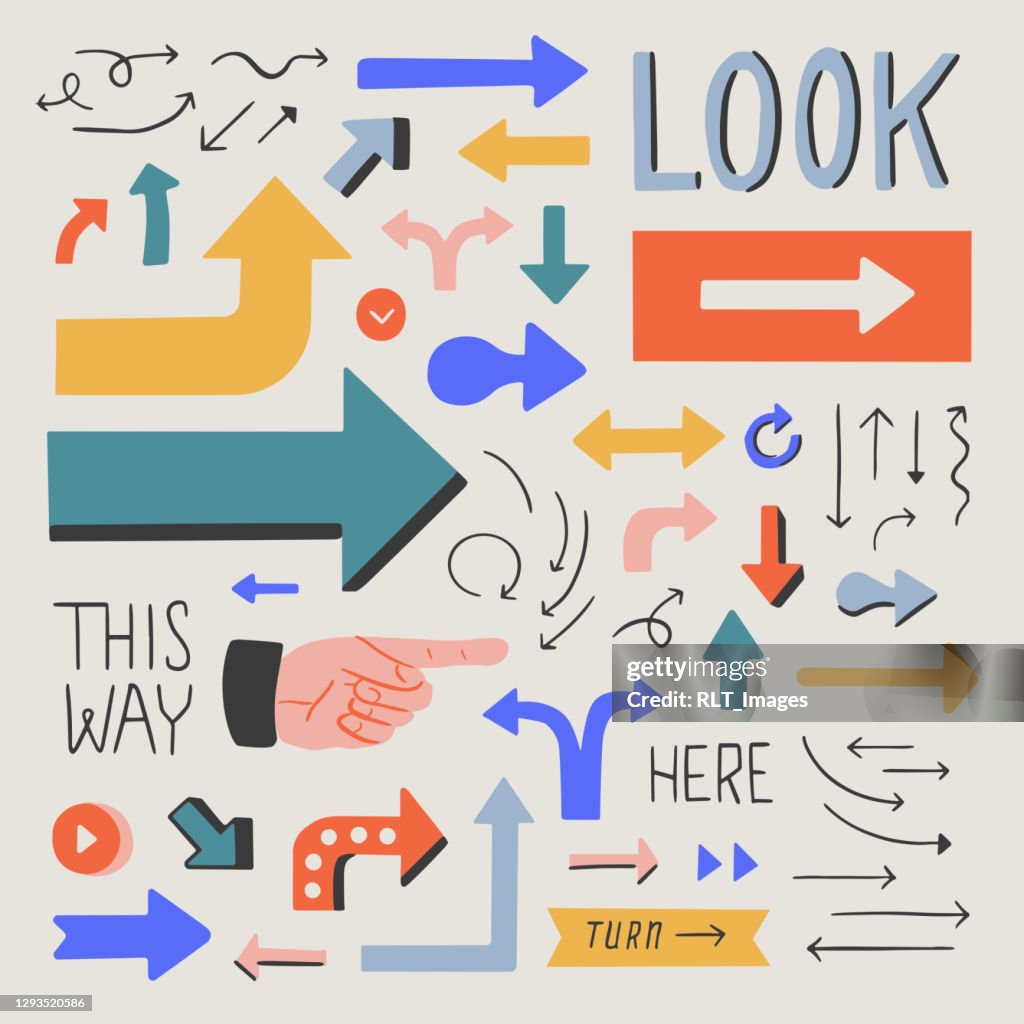 Arrow doodles — full color hand-drawn vector elements