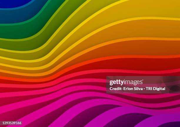 colorful background with rainbow colors and wavy line design - pride - fotografias e filmes do acervo