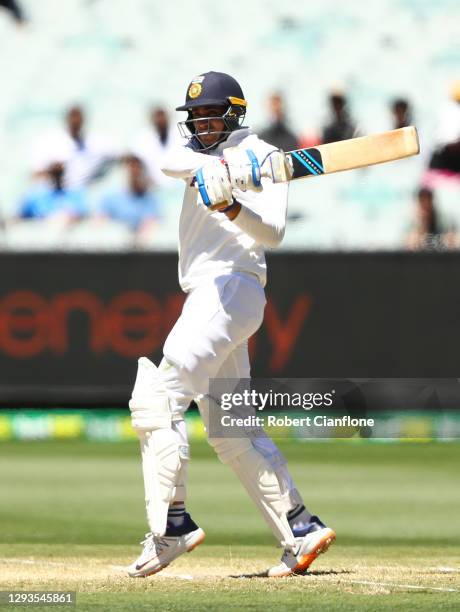 Shubman Gill of India bats during day four of the Second Test match between Australia and India at Melbourne Cricket Ground on December 29, 2020 in...