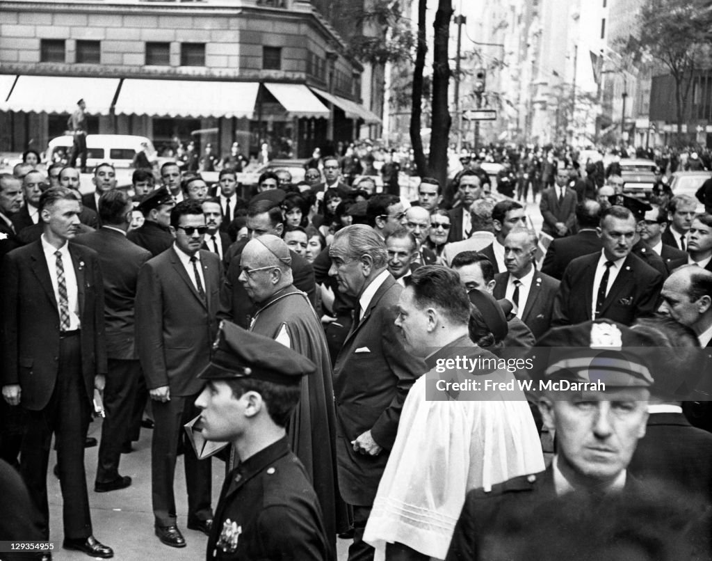 Lbj Rfk American President Lyndon B. Johnson walks with clergy and others ...