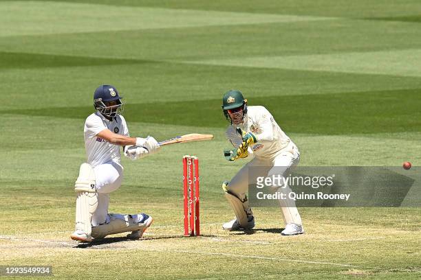 Ajinkya Rahane of India bats during day four of the Second Test match between Australia and India at Melbourne Cricket Ground on December 29, 2020 in...