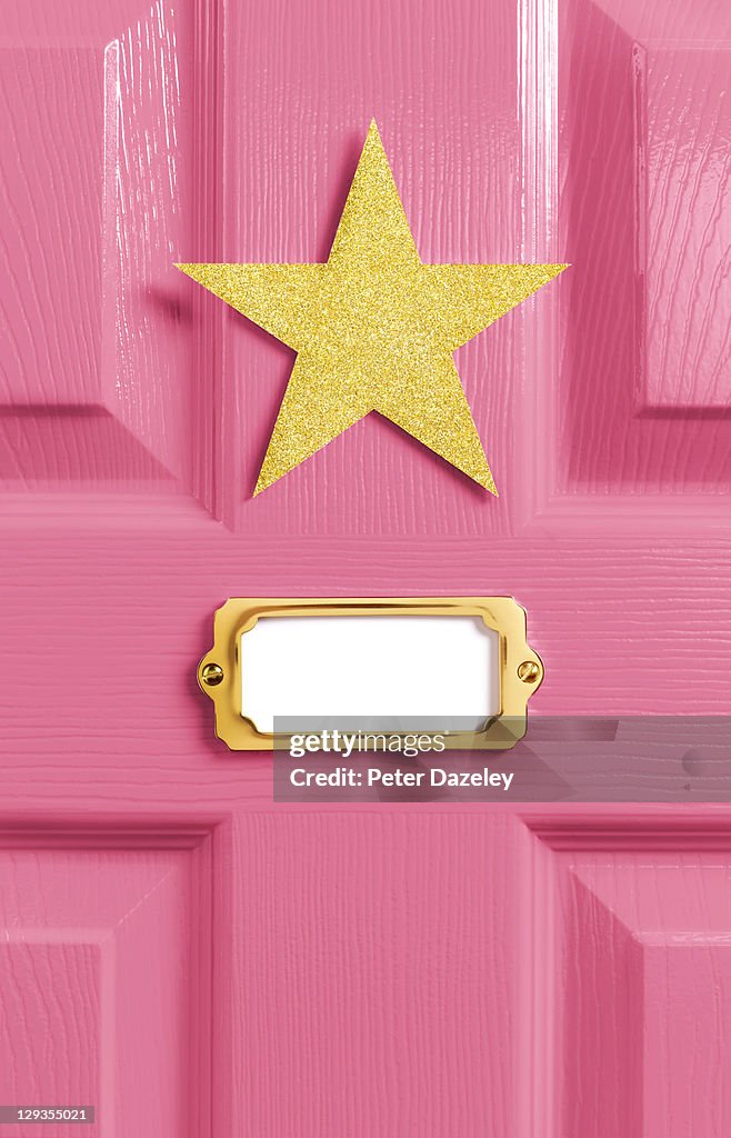 Stars pink dressing room door