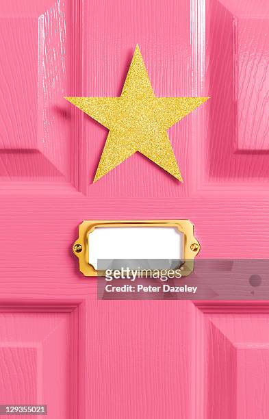 stars pink dressing room door - name plate stock pictures, royalty-free photos & images