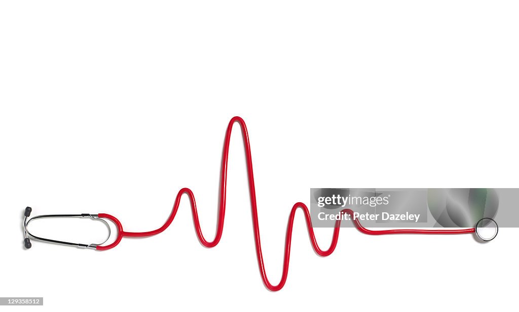 Heart beat with red stethoscope