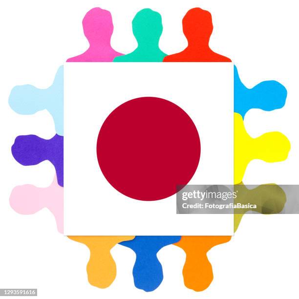 japanese men - japan flag stock illustrations