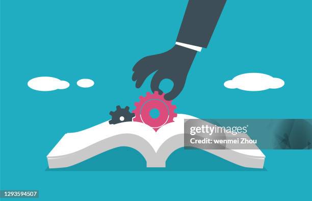 wisdom - holding open book stock illustrations