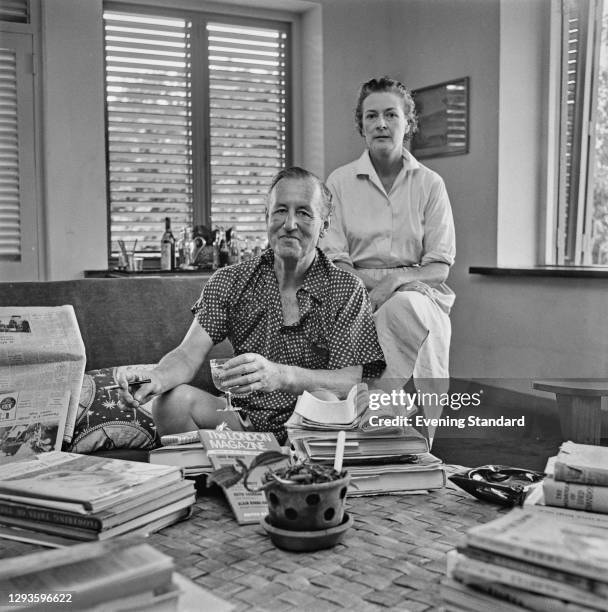 British writer Ian Fleming and his wife Ann, nee Charteris, at Goldeneye, their home in Jamaica, circa 1963.