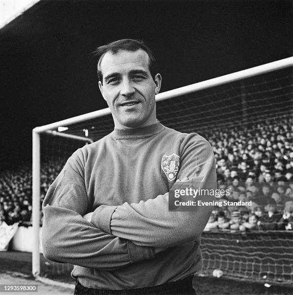 English footballer Ron Springett, goalkeeper for Sheffield Wednesday ...