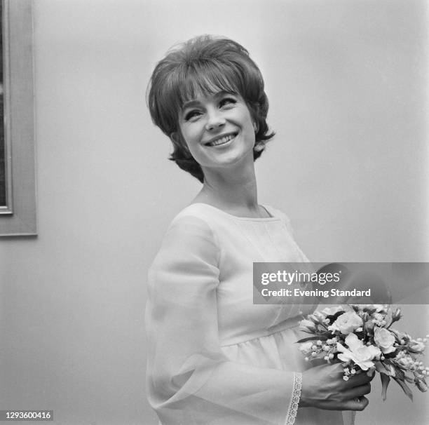 English actress Shirley Anne Field marries Scottish aristocrat and racing driver Charles Crichton-Stuart in London, UK, 1967.