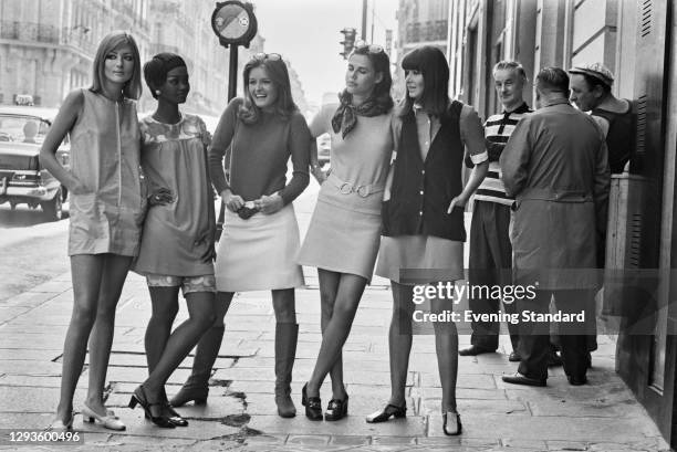 Group of models in casual outfits, August 1967.