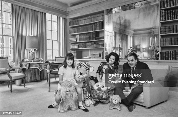 American film producer Albert Broccoli with his wife Dana and daughters Tina and Barbara, 29th May 1967.