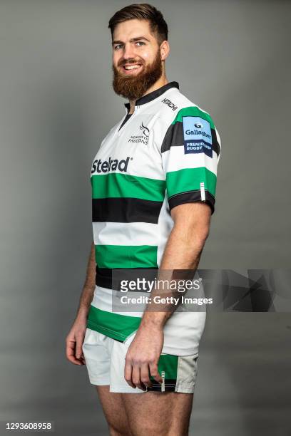 Toby Salmon poses for a portrait during the Newcastle Falcons squad photo call for the 2020-21 Gallagher Premiership Rugby season on December 22,...