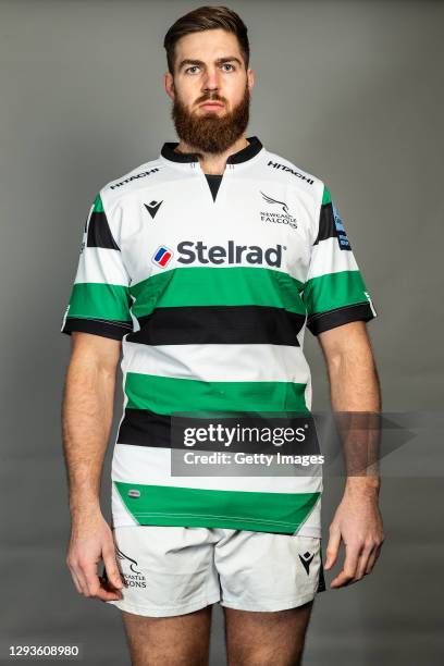 Toby Salmon poses for a portrait during the Newcastle Falcons squad photo call for the 2020-21 Gallagher Premiership Rugby season on December 22,...