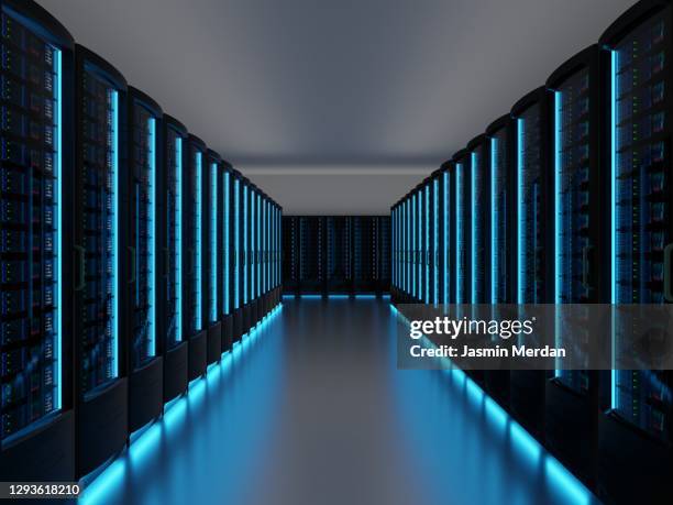 futuristic data center server room - center for secure computing stock pictures, royalty-free photos & images