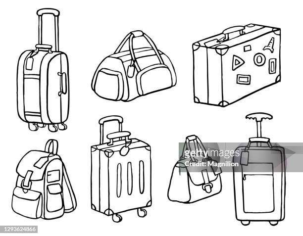 luggage doodles set - handlebar stock illustrations