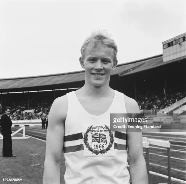 British hurdler Peter Warden attends the Amateur Athletic Association Championships at White City in London, UK, July 1966.
