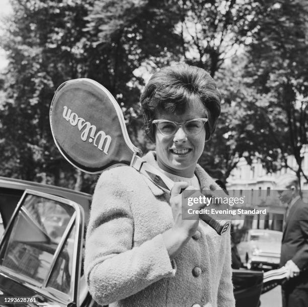 American tennis player Billie Jean King during the Wimbledon championships in London, UK, 2nd July 1966.