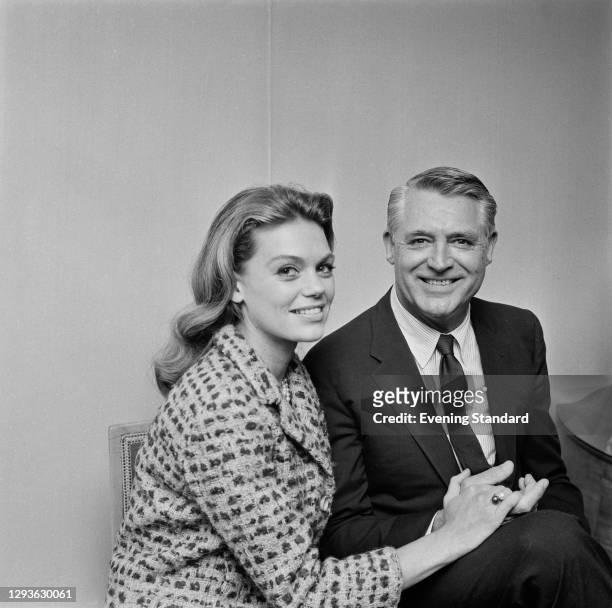 Actor Cary Grant with his wife, actress Dyan Cannon, in London, UK, 3rd August 1966.