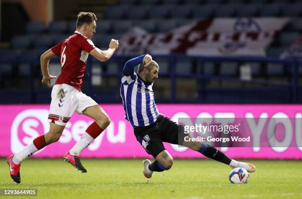 Callum Paterson of Sheffield Wednesday scores his team's first goal during the Sky Bet Championship match between Sheffield Wednesday and...