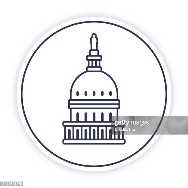 illustrazioni stock, clip art, cartoni animati e icone di tendenza di icona di capitol dome line degli stati uniti d'america - architectural dome