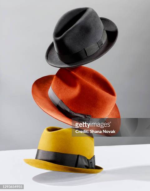 flying hats - hat stock pictures, royalty-free photos & images