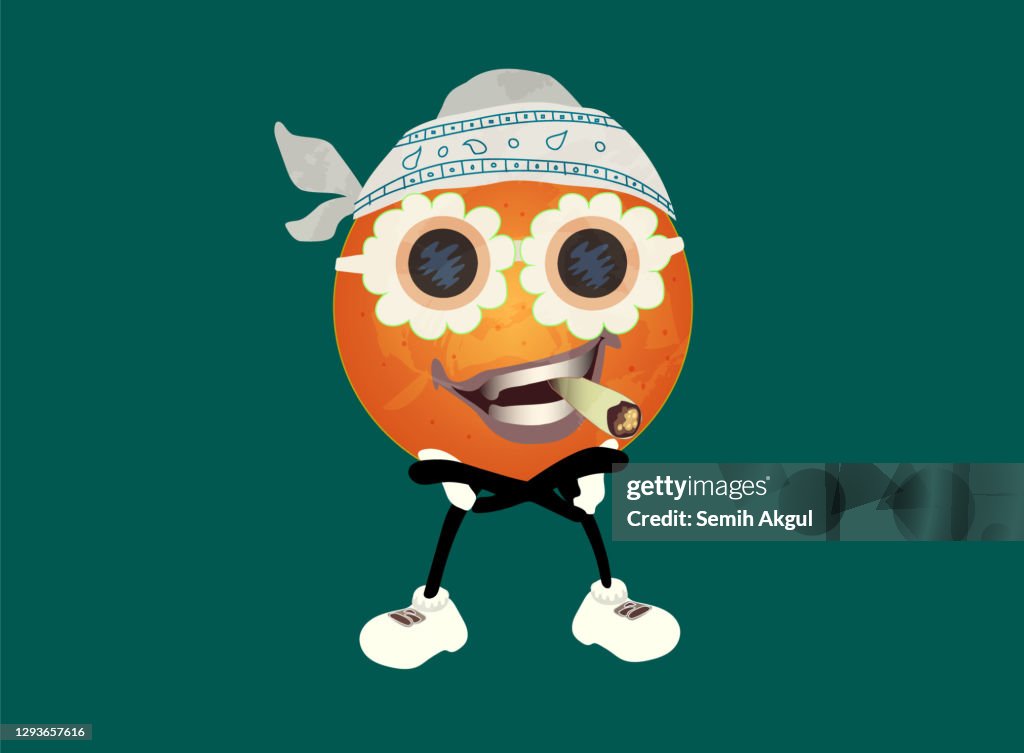 Vector Orange Smoking Marijuana