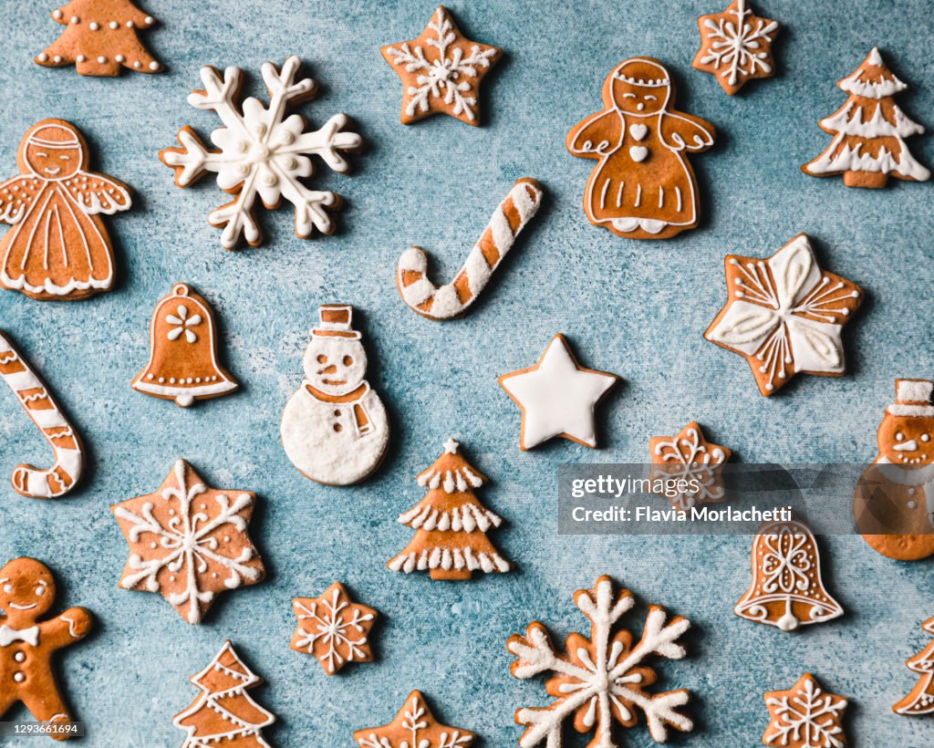 Christmas cookies flat lay