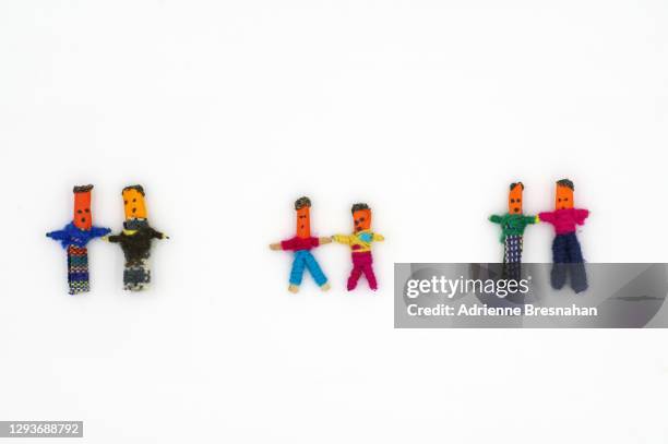 traditional worry dolls - three pairs of two - doll fotografías e imágenes de stock