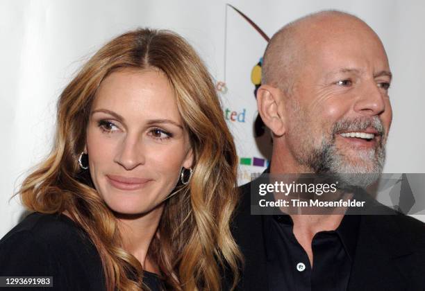 Julia Roberts and Bruce Willis attend Paul Newman's California camp "The Painted Turtle" benefit concert at Davies Symphony Hall on October 27, 2008...