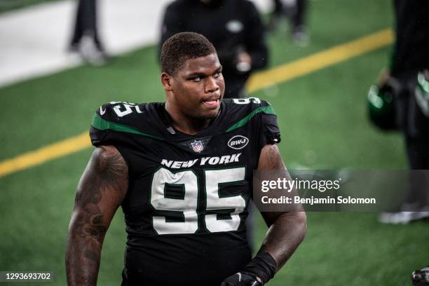 Quinnen Williams of the New York Jets at MetLife Stadium on October 1, 2020 in East Rutherford, New Jersey.