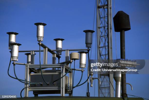 Air pollution sampling inlet, United Kingdom, that sucks in air and passes it over sensors to detect changes in the levels of atmospheric pollutants.