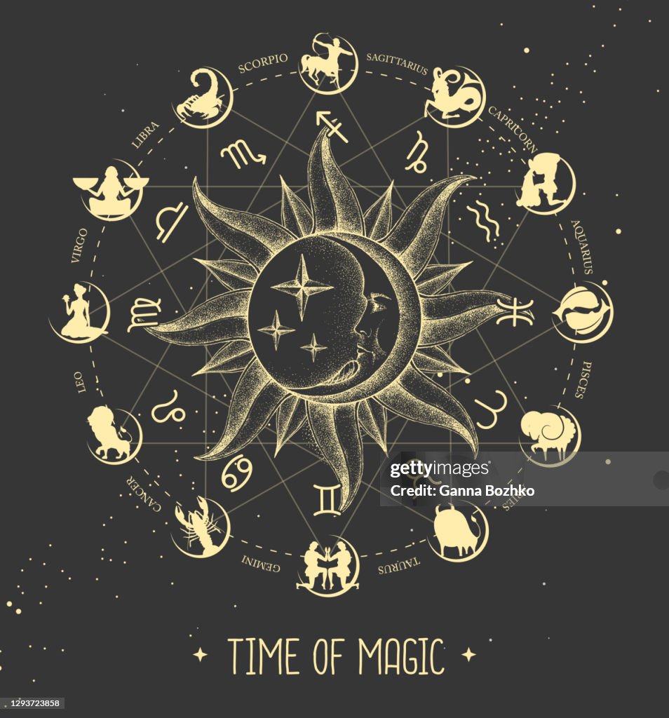 Obraz na plátně Modern magic witchcraft Astrology wheel with