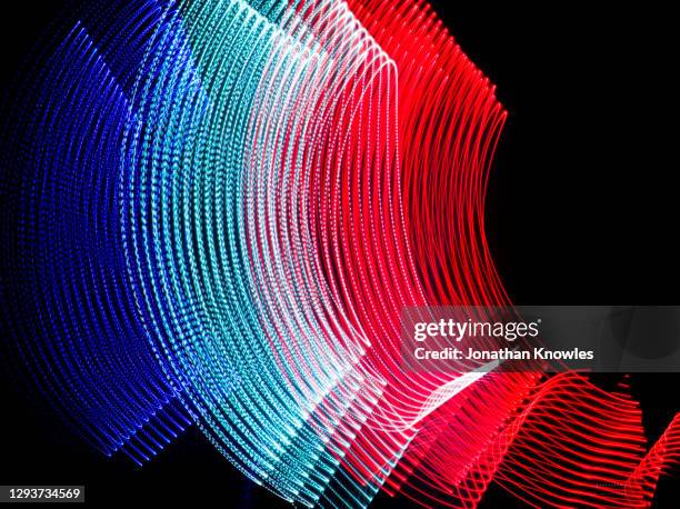 red, white and blue light lines - tricolor stock pictures, royalty-free photos & images