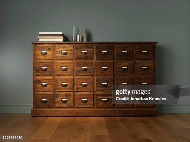 large chest of drawers from face on angle - bureau stock pictures, royalty-free photos & images