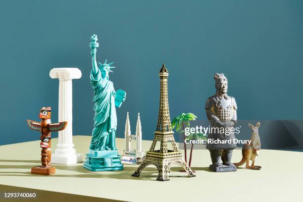 a group of travel souvenirs - momentos stock pictures, royalty-free photos & images