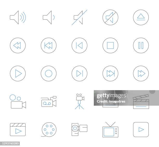 audiovisual icons set - audio visual icon set stock illustrations