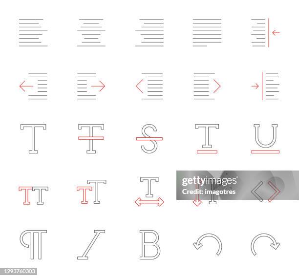 ilustrações de stock, clip art, desenhos animados e ícones de typography icon set - editor