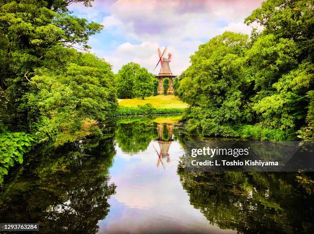 am wall windmill in bremen, germany - bremen fotografías e imágenes de stock