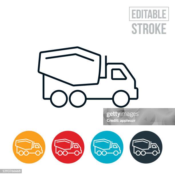 cement truck thin line icon - editable stroke - cement truck stock illustrations