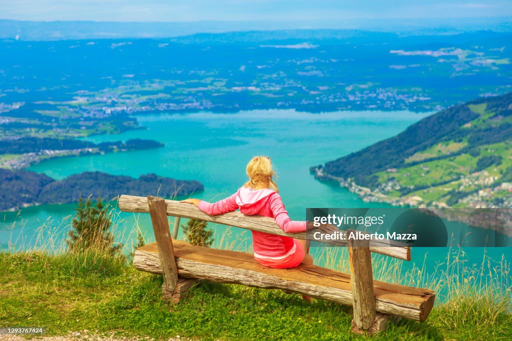 Tourist woman at Rigi Scheidegg