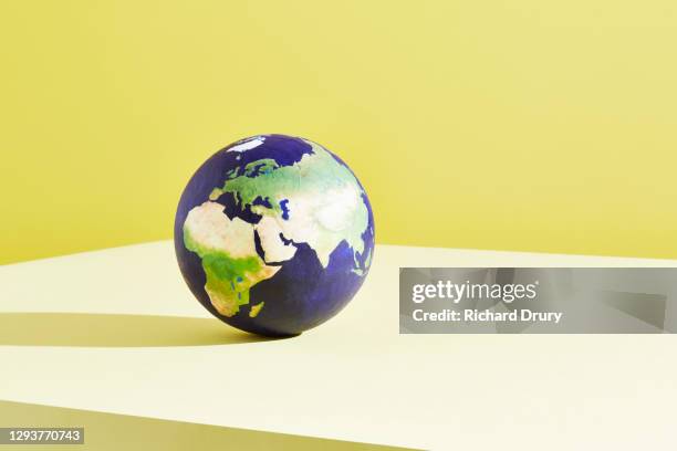 a world globe centred on middle east - mappamondo foto e immagini stock