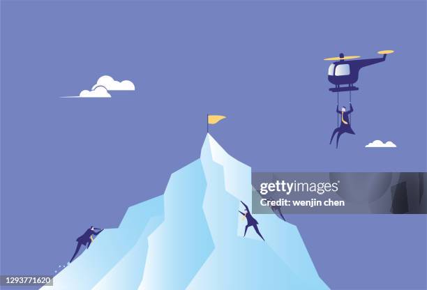 用直升飛機和攀岩為目標而戰，不正當競爭 - mountain climbing 幅插畫檔、美工圖案、卡通及圖標