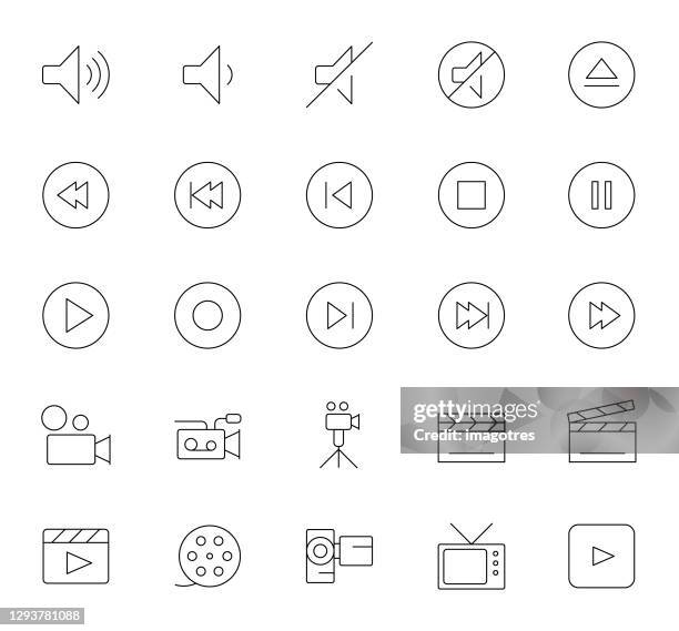 audiovisual icons set - audio visual icon set stock illustrations